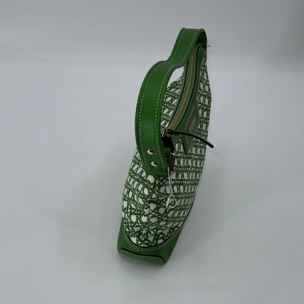 UEC Kate spade canvas & leather Green and White Patterned Women's Bag w/ duster